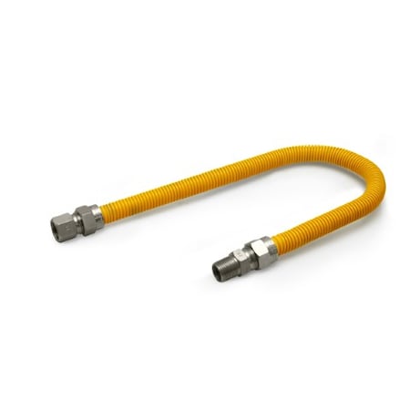 Gas Line Hose 1'' O.D.x18'' Len 3/4 FIPx3/4 MIP Fittings Yellow Coated Stainless Steel Flexible